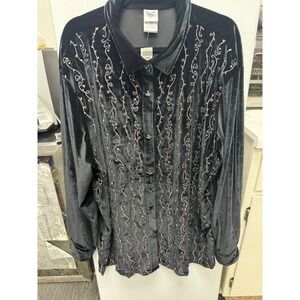 Disney Catalog Embroidered Crushed Velvet Mickey Mouse Blouse